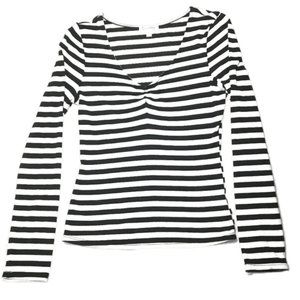 Olsenboye V-Neck Striped Long Sleeve S